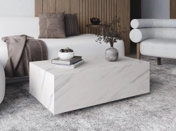 Prostokątny stolik kawowy do salonu biały marmur 90x55cm PICCOLO