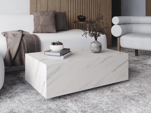 Prostokątny stolik kawowy do salonu biały marmur 90x55cm PICCOLO