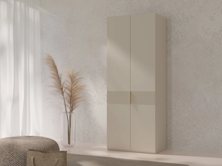 Minimalistyczna beżowa szafa do małego mieszkania LUMO