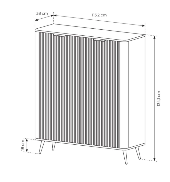 Designerska komoda do przedpokoju z ryflowaniem BELLO