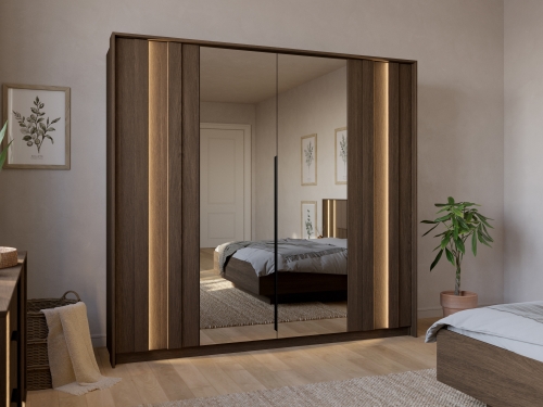 Pojemna szafa z lustrem do sypialni PICO DĄB DUNIN