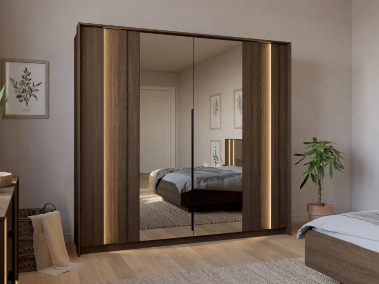 Pojemna szafa z lustrem do sypialni PICO DĄB DUNIN