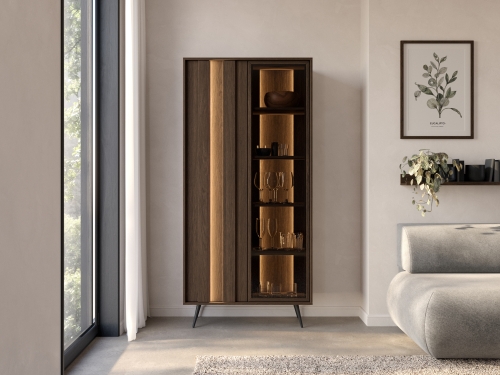 Elegancka witryna z oświetleniem LED PICO DĄB DUNIN
