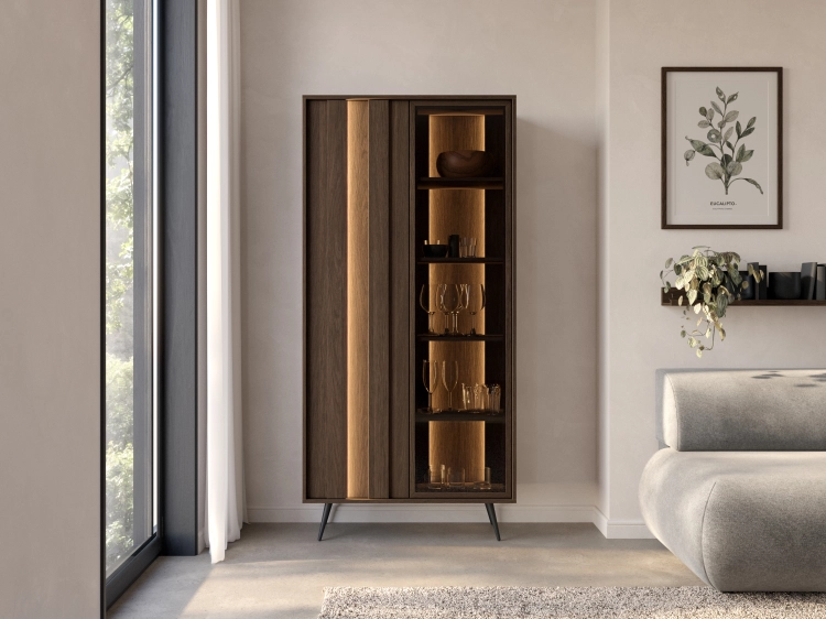 Elegancka witryna z oświetleniem LED PICO DĄB DUNIN