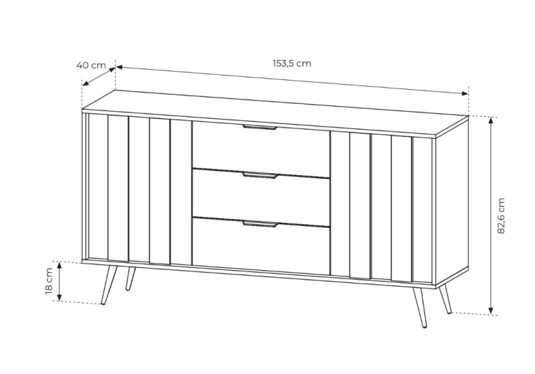 Komoda do salonu z trzema szufladami PICO