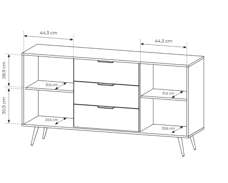 Komoda do salonu z trzema szufladami PICO