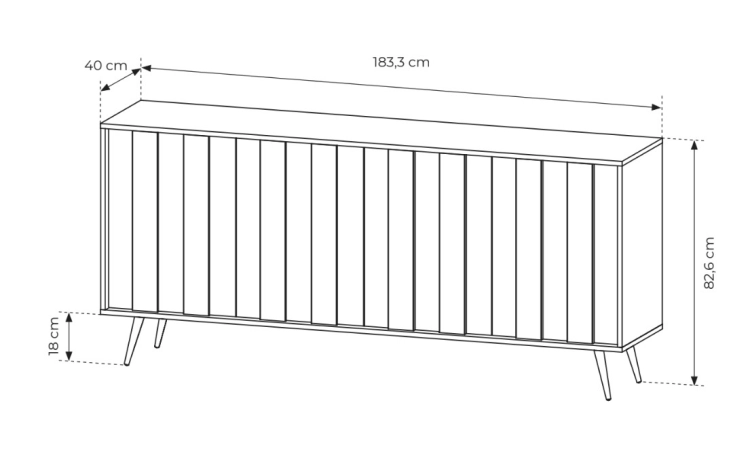 Stylowa komoda do przedpokoju na wysokich czarnych nóżkach PICO