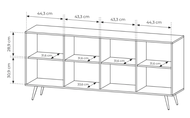 Stylowa komoda do przedpokoju na wysokich czarnych nóżkach PICO
