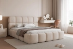 Modne kremowe łóżko tapicerowane velvet MICO