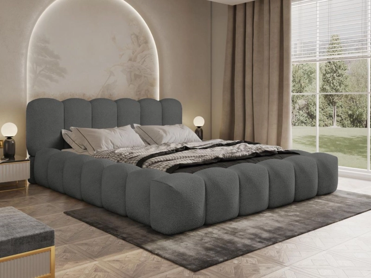 Modne łóżko chmurka do sypialni grafitowe HERME