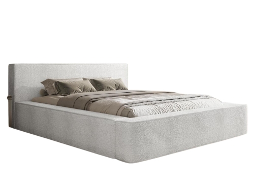 Minimalistyczne łóżko boucle do sypialni MAROK BIAŁE