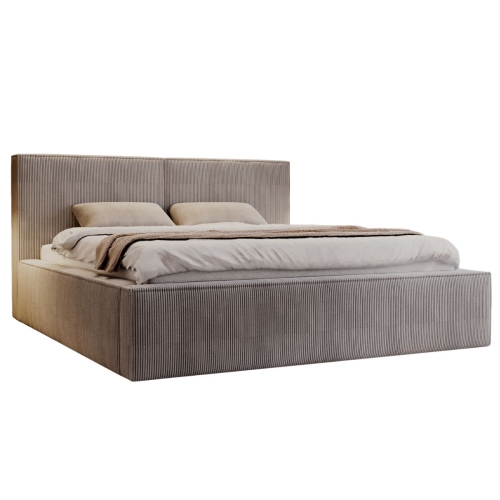 Luksusowe szare łożko sztruksowe POLS 140x200