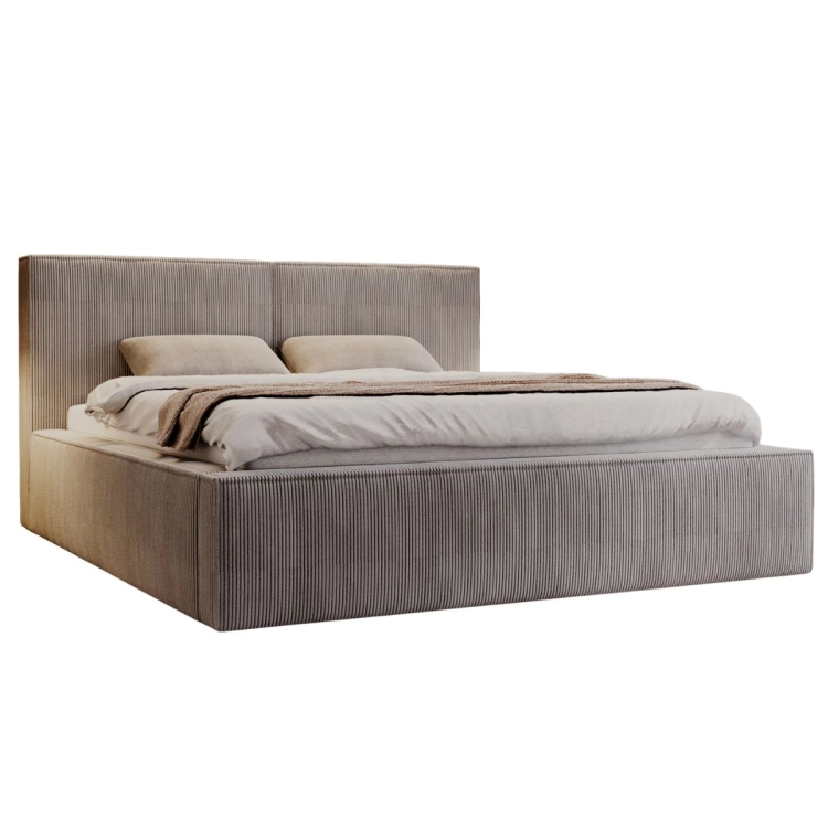 Luksusowe szare łożko sztruksowe POLS 140x200