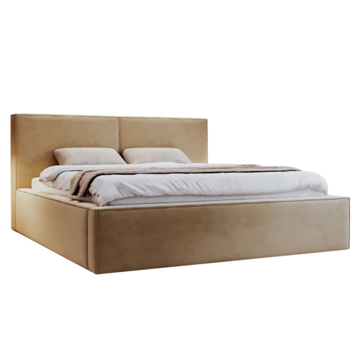 Beżowe eleganckie łóżko sypialniane 140x200 POLS