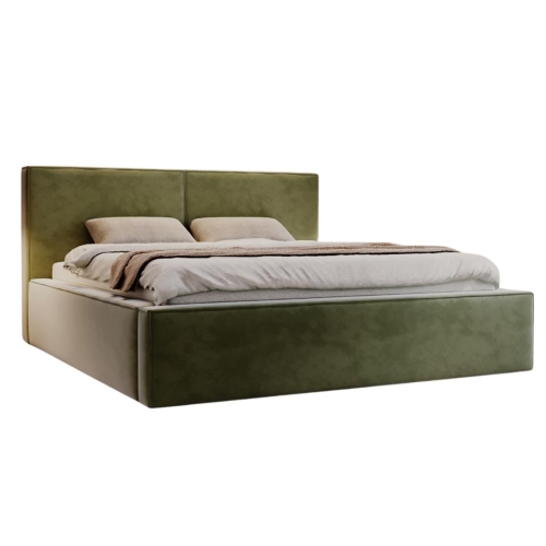 Modne łóżko małżeńskie do sypialni oliwkowe POLS 140x200