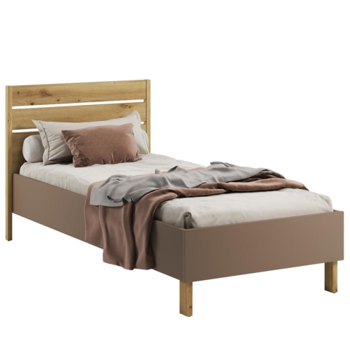 Pojedyncze łóżko 90x200 cm do dziecięcego pokoju z drewnianym zagłówkiem LAGOS