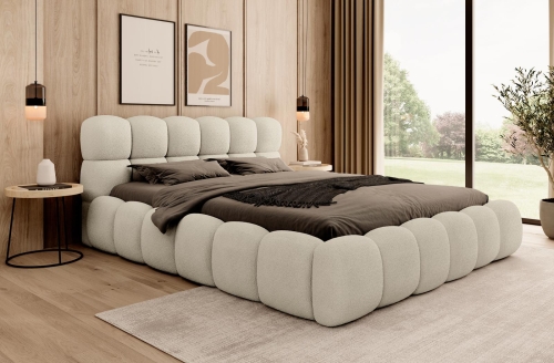Modne łóżko chmurka do sypialni BUBBLE III BEŻOWE