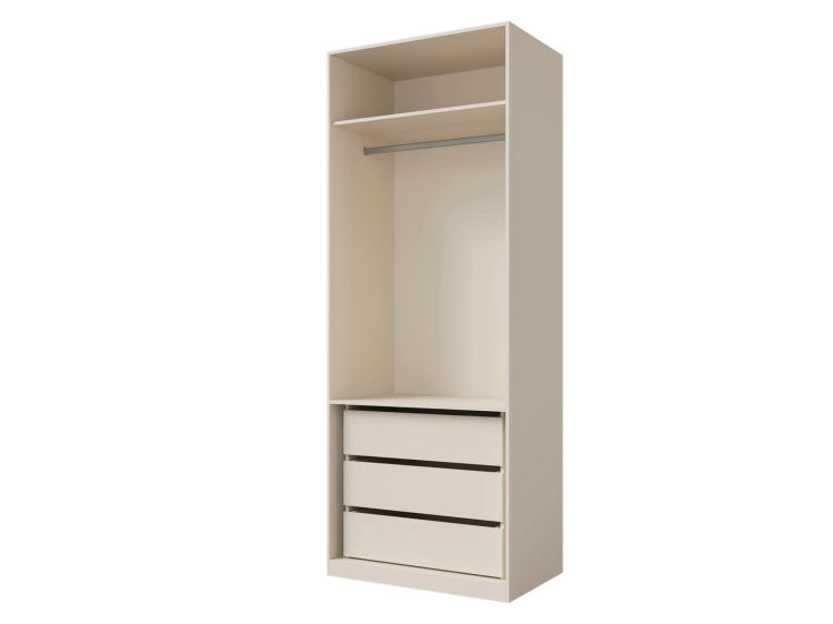 Minimalistyczna beżowa szafa do małego mieszkania LUMO