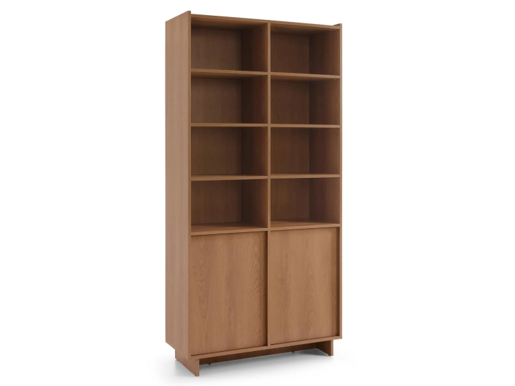 Minimalistyczny regał japandi dąb karmel 246cm KELLOS