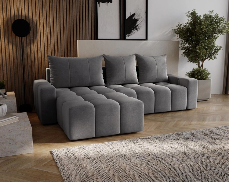 Designerski szary narożnik typu bubble w kształcie L COCO