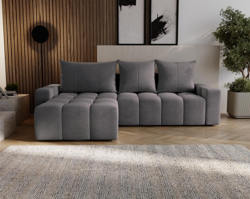 Designerski szary narożnik typu bubble w kształcie L COCO