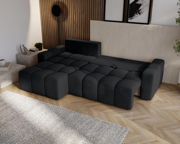 Czarny narożnik do modnego salonu bubble COCO