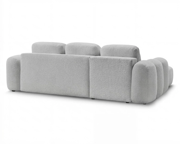 Designerski jasnoszary narożnik w stylu loftowym boucle ELIO