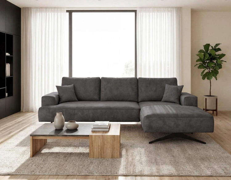 Sofa narożna bez funkcji spania w kolorze grafit TORINO