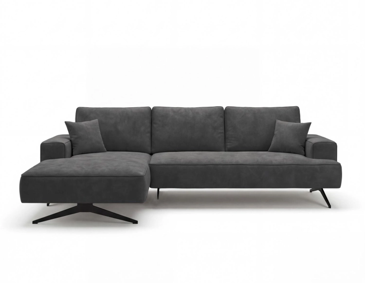 Sofa narożna bez funkcji spania w kolorze grafit TORINO