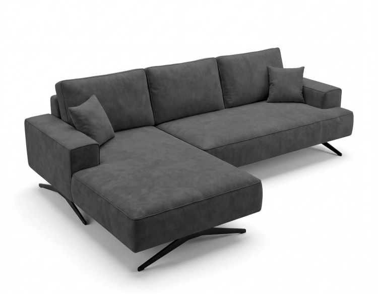 Sofa narożna bez funkcji spania w kolorze grafit TORINO