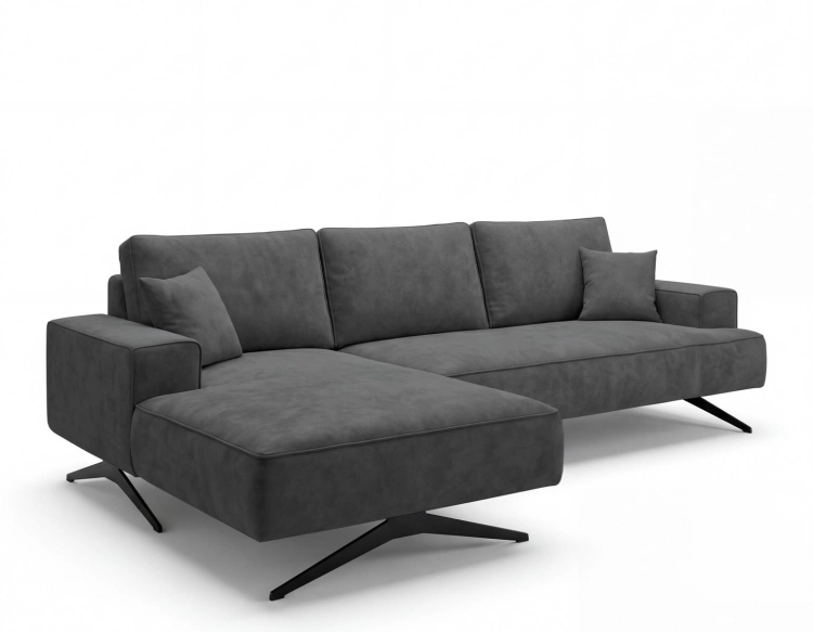 Sofa narożna bez funkcji spania w kolorze grafit TORINO