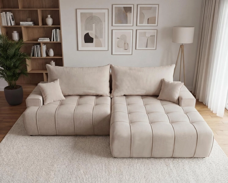 Beżowy narożnik z funkcją spania do salonu 270cm OSLO