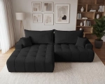 Elegancki czarny narożnik z szeroką otomaną OSLO