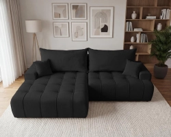 Elegancki czarny narożnik z szeroką otomaną OSLO
