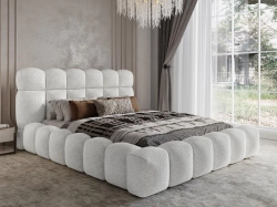 Eleganckie białe boucle łóżko do sypialni ASILA