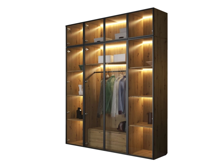 Designerska szafa dąb artisan z oświetleniem LED STELLO