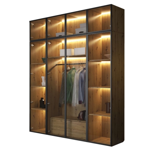 Designerska szafa dąb artisan z oświetleniem LED STELLO