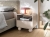 Beżowy stolik nocny z szufladą nóżki kulki ALDOS