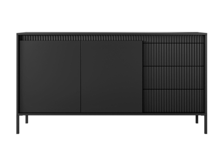 Ryflowana komoda z szufladami do salonu GAVINS CZARNA