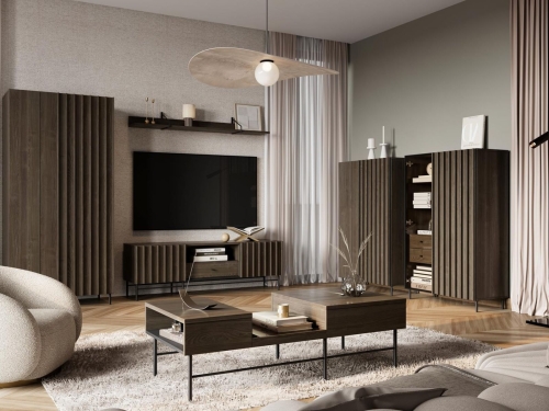 Przeszklona witryna wolnostojąca do salonu loft LED NOBO
