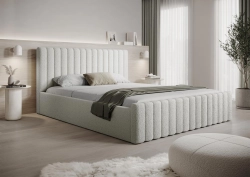Łóżko boucle kremowe z zagłówkiem 160x200 BUBBLE II 