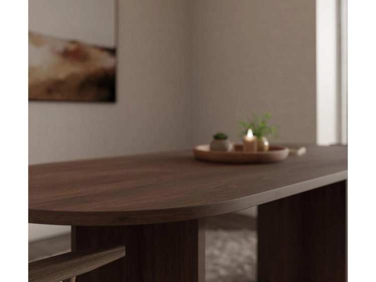 Designerski stół owalny orzech okapi styl japandi SANAS