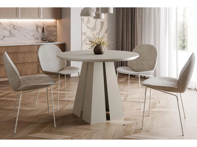 Designerski okrągły stół kaszmirowy do kuchni SUZO