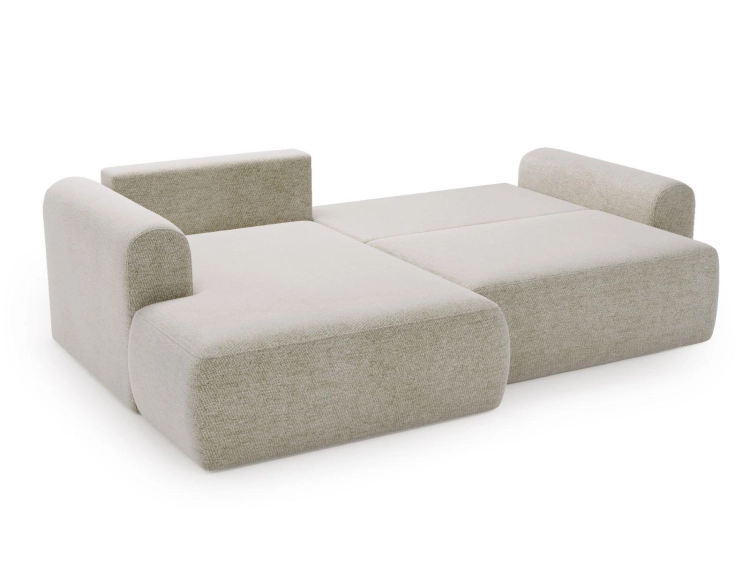 Designerski narożnik w odcieniu szaro-beżowym welur AURA