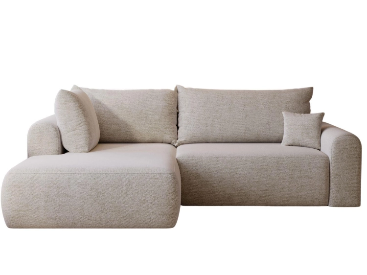 Designerski narożnik w odcieniu szaro-beżowym welur AURA