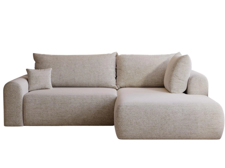 Designerski narożnik w odcieniu szaro-beżowym welur AURA