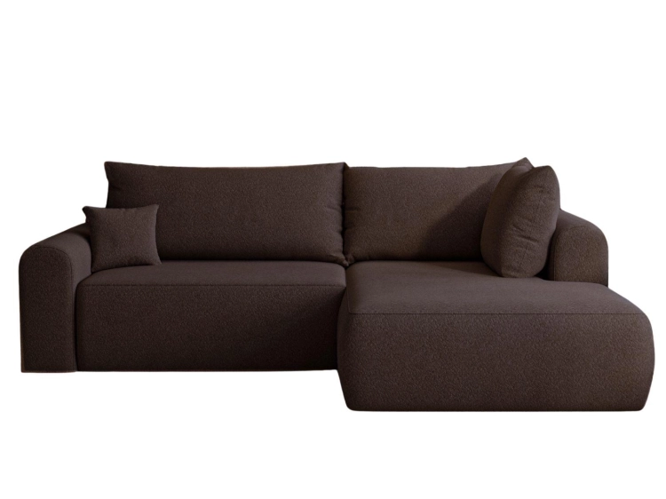 Brązowy narożnik do salonu tkanina boucle AURENA