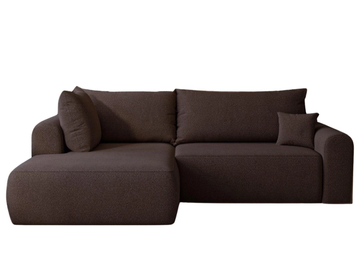 Brązowy narożnik do salonu tkanina boucle AURENA
