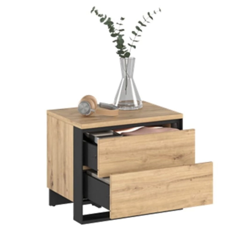 Designerski stolik nocny loft dąb artisan NINO