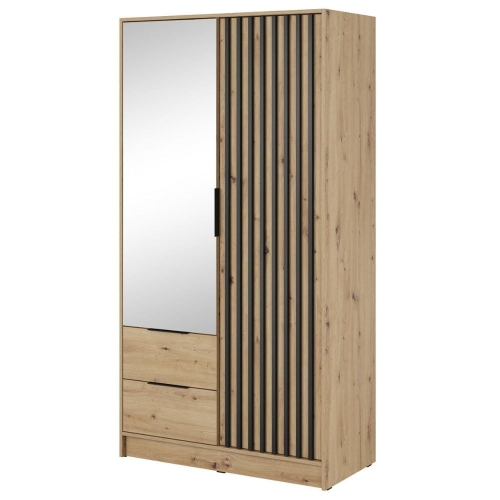 Szafa z lustrem dąb artisan dwudrzwiowa z lamelami LIMA